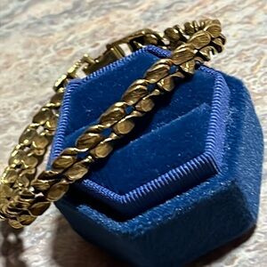 Vintage Goldette Brassy Gold Color Bracelet With Safety Clasp